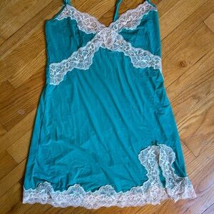 Victoria's Secret Teal Chemise with Lace Accents